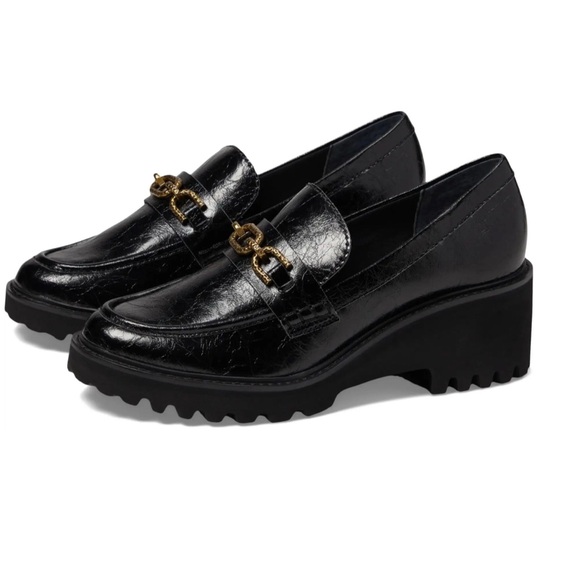 Dolce Vita Harlen Slip-On Shoes Women Size 7.5 Black Crinkle Patent Leather - Picture 1 of 13
